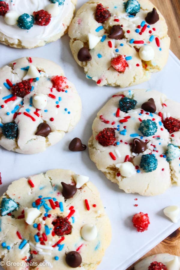 Cake batter chocolate chip cookies with cake mix