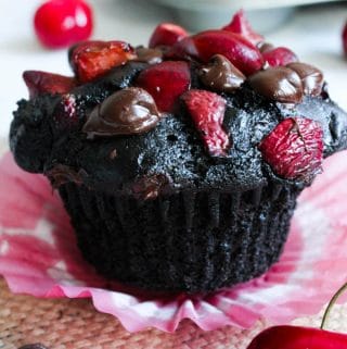 Healthy chocolate muffins with chocolate chips