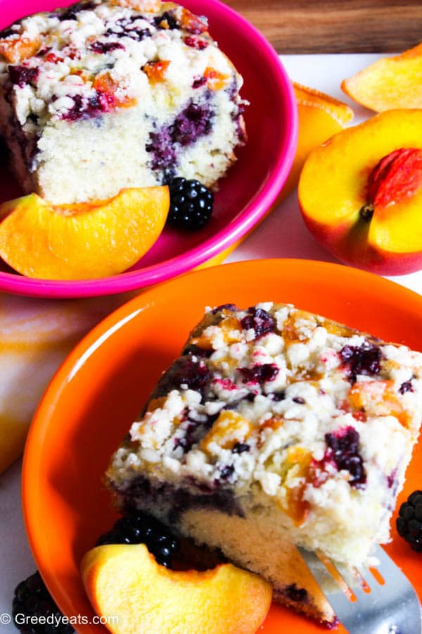 Peach and berry coffee crumb cake