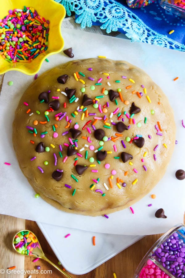 Giant birthday cookie recipe stuffed with brownies and sprinkles