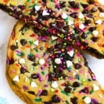 Giant birthday cookie recipe stuffed with chocolate chips and sprinkles