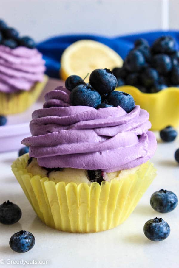 Lemon blueberry cupcakes for two