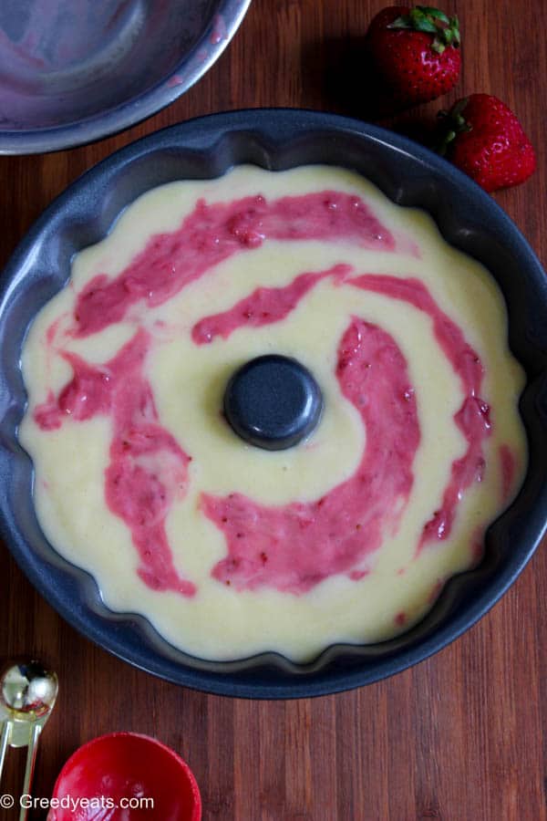 Strawberry Hibiscus Swirl Bundt Cake