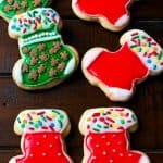 Stocking cookies with easy sugar icing, they are my easy to decorate small batch sugar cookies!
