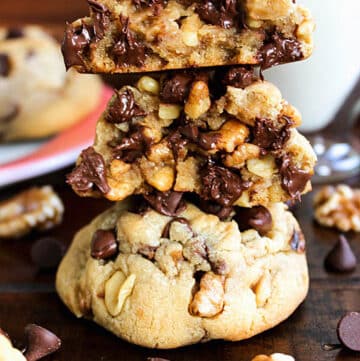 Thick and soft chocolate chip cookies, just like levain chocolate chip cookies recipe with gooey chocolate chips.