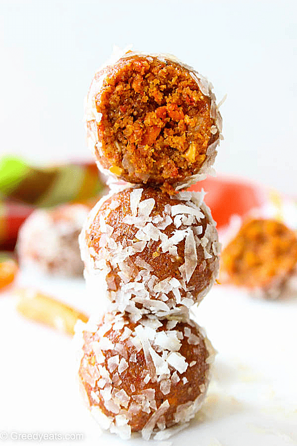 Moist and chewy stack of carrot cake bites made with simple and wholesome ingredients. 
