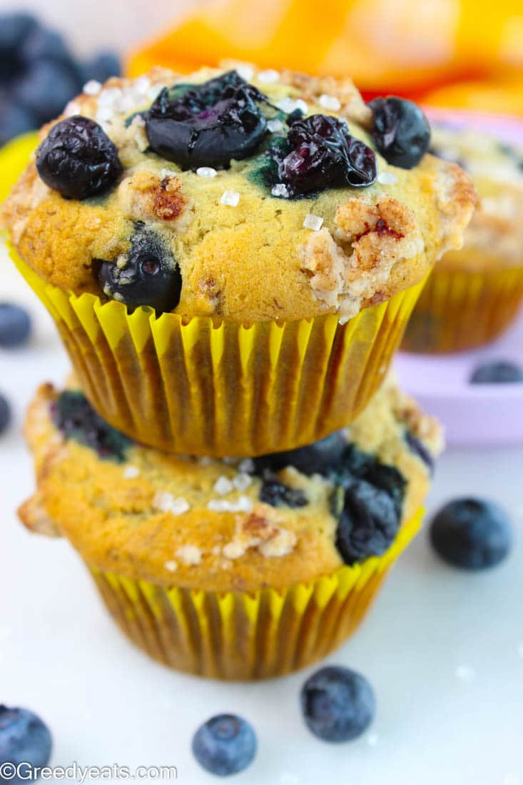 Fruity, soft and moist these banana blueberry muffin recipe is the best way to use up ripe bananas!