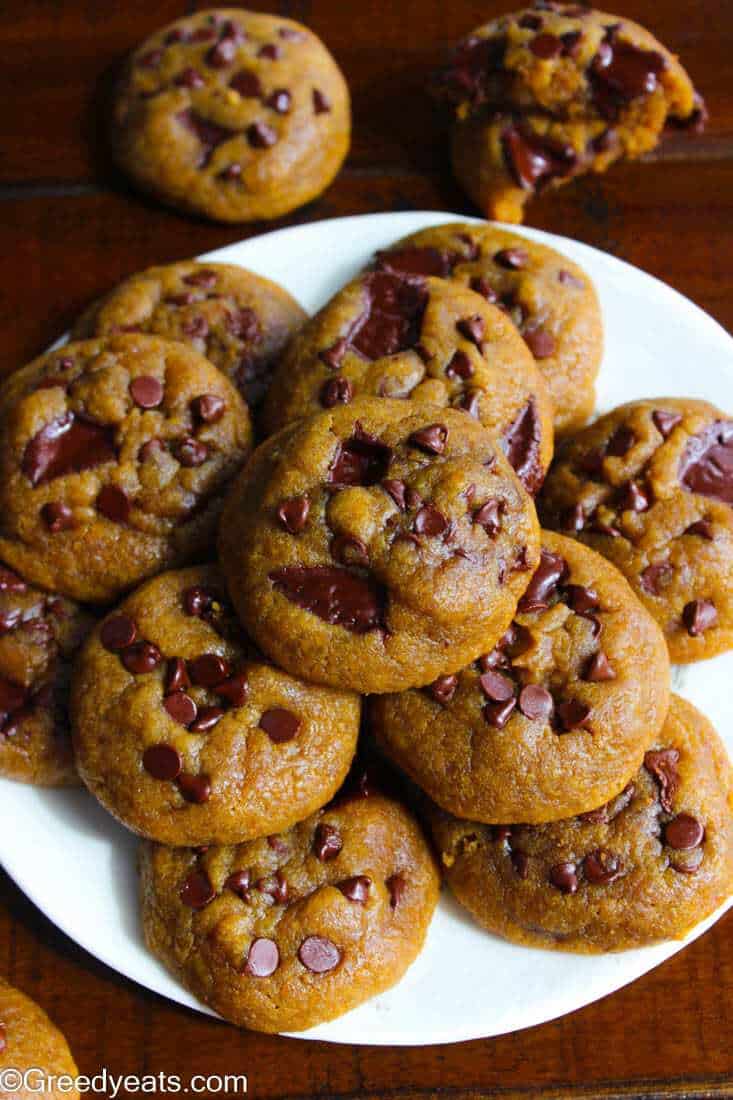 Puffy and soft PB cookies made with brown sugar bake super soft in the center and chewy on the edges.