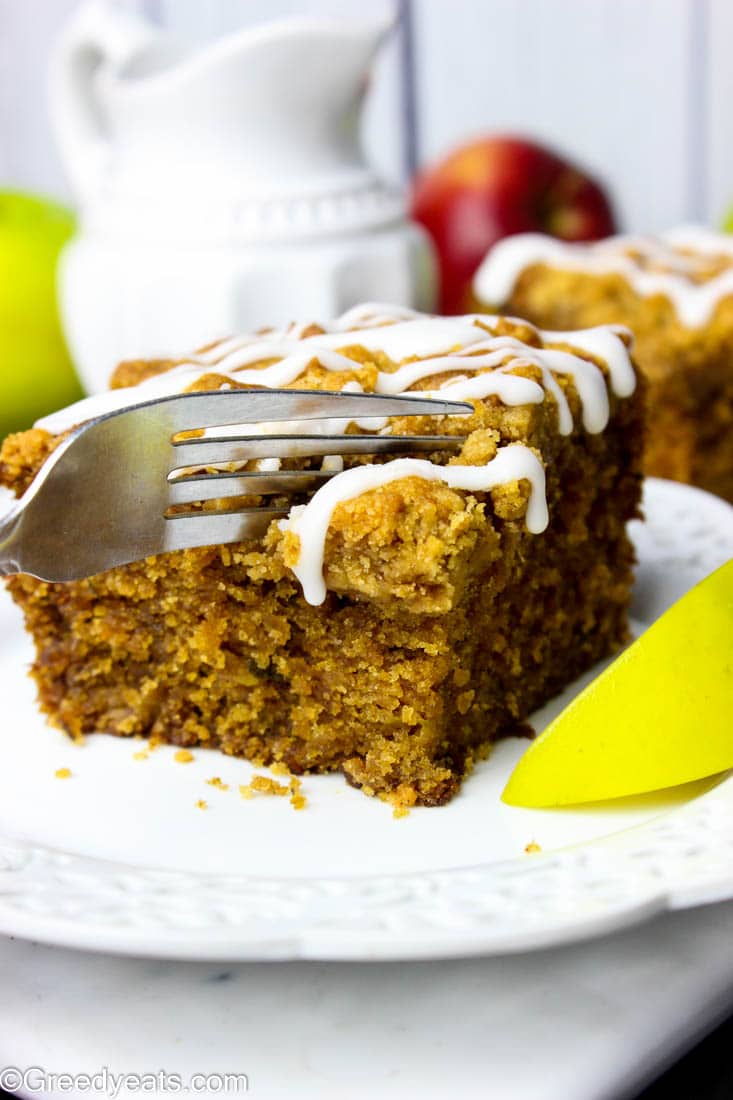 Tender, moist and Apple Coffee Cake infused with fall spices and loaded with fresh apples.