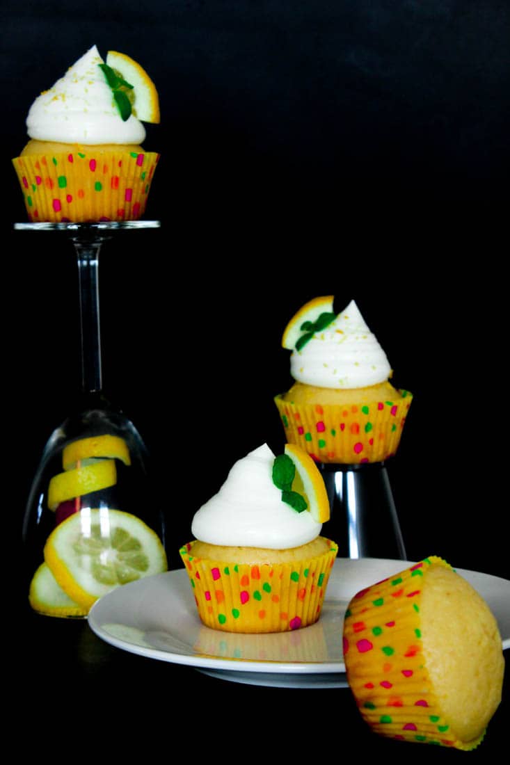 Moist and fluffy Lemon Cupcakes topped with light and creamy Lemon Frosting