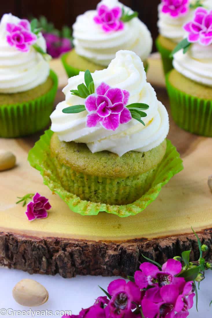 Pistachio cupcakes that bake super soft, fluffy and tinted green are best as summer cupcakes and as easter cupcakes.