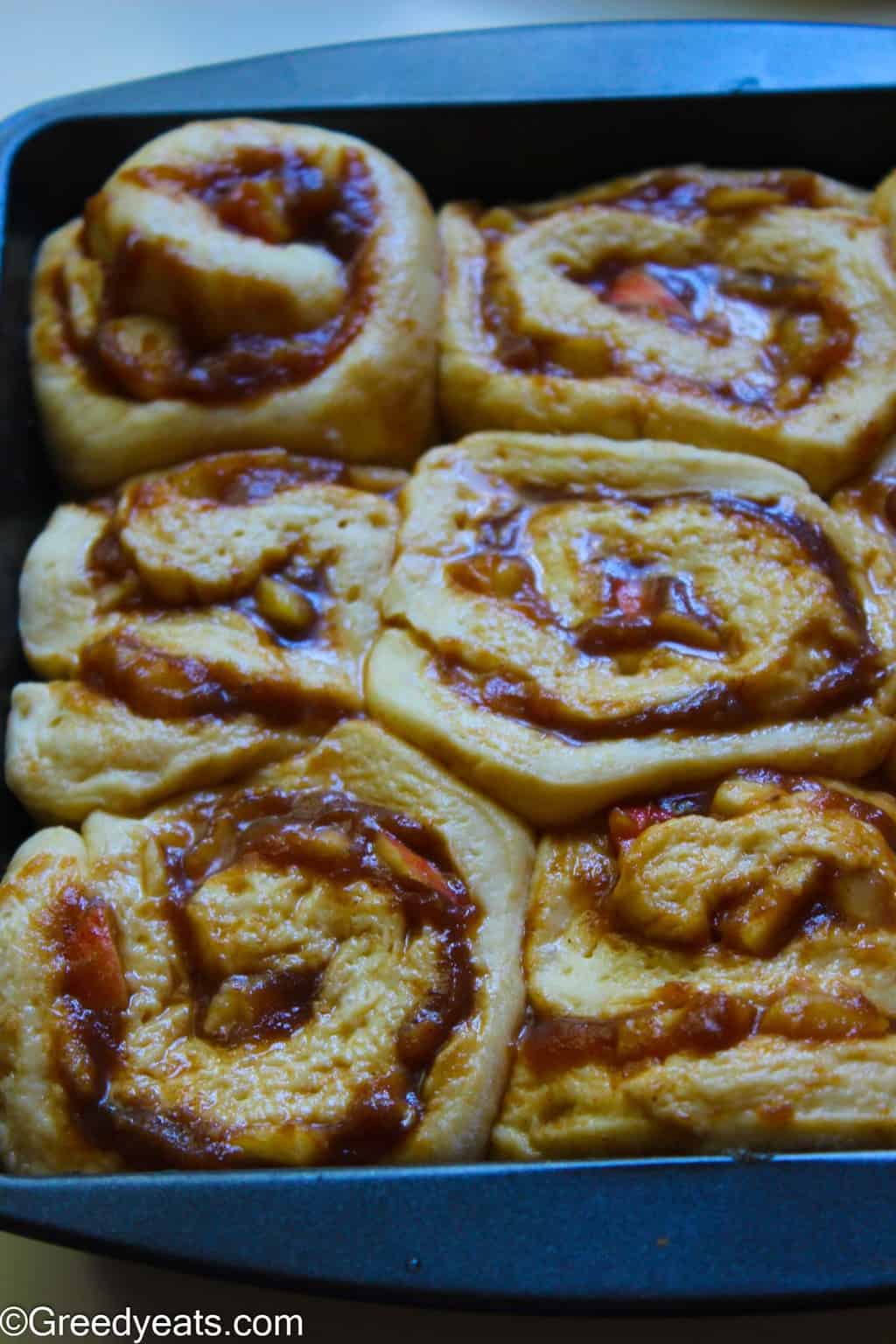 Apple Cinnamon Rolls rising for the second time.