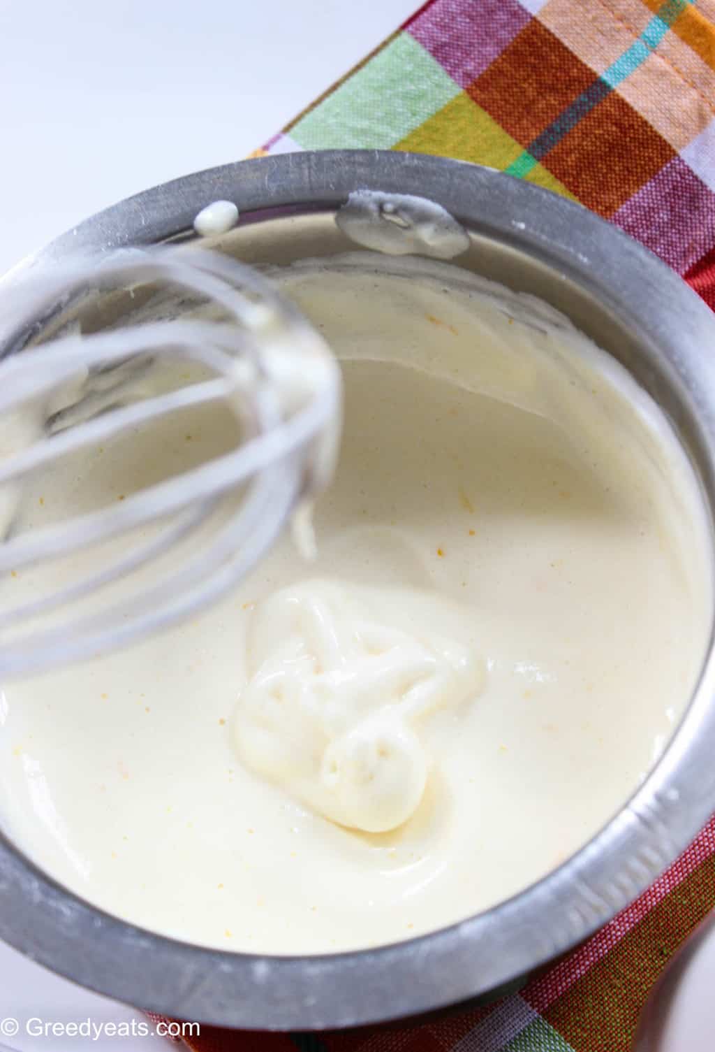 Thick and creamy Orange Creamsicle Cake batter ready for baking.