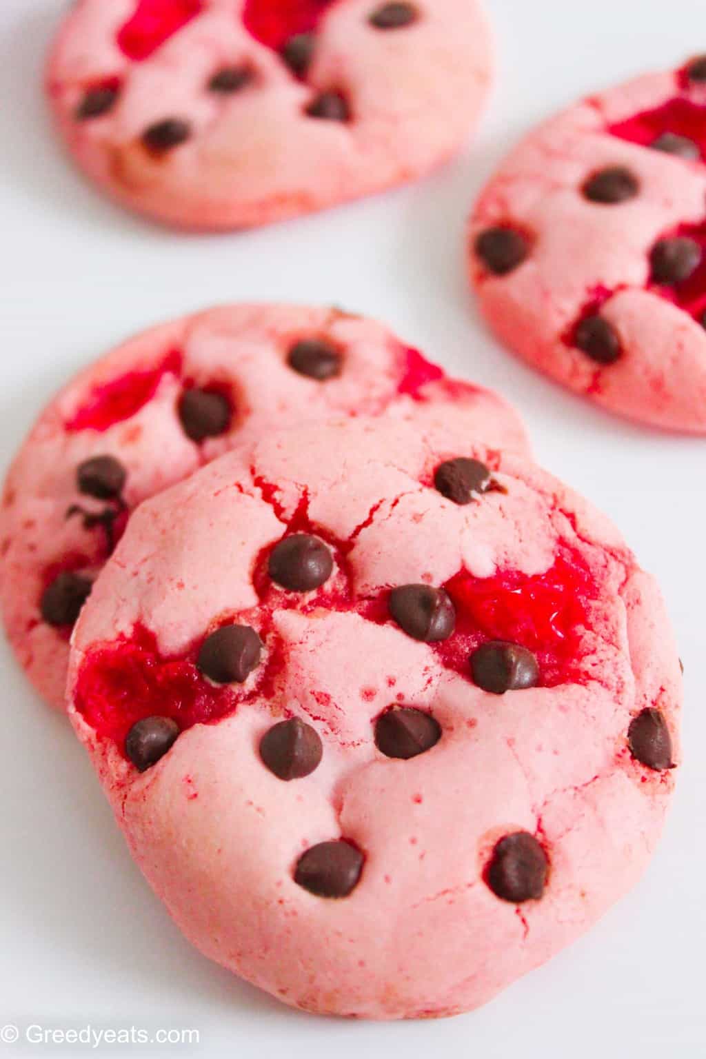 Strawberry Chocolate Chip Cookies Stuffed With Cherries