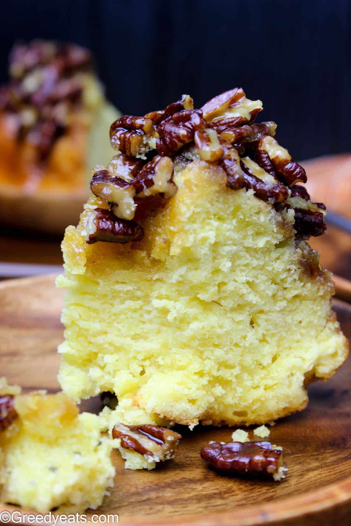 Buttery and moist Pound Cake made with reverse creaming method, flavored as Pecan cake.