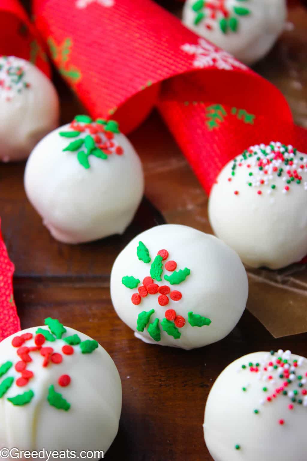 These Sugar Cookie Truffles, made with 3 ingredients will literally melt in your mouth.