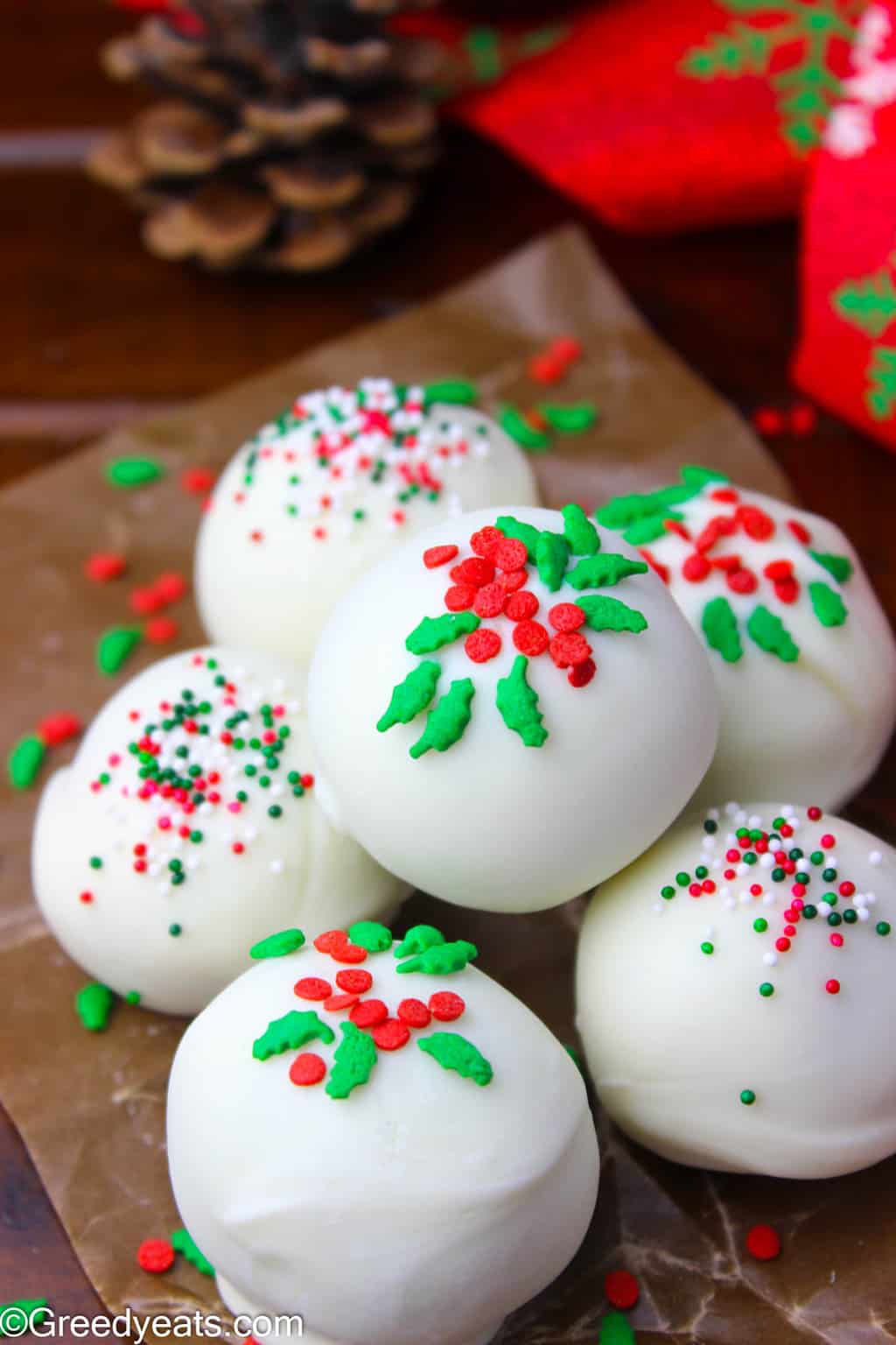 You need these quick to prepare, 3 ingredients and no bake Sugar Cookie Truffles on your Christmas Tray.