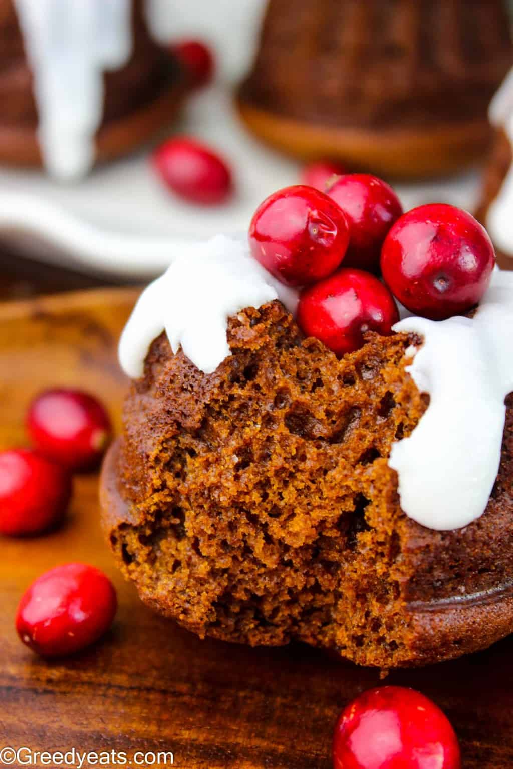 Mini Gingerbread Bundt Cakes + Lemon Glaze - The Polka Dotter