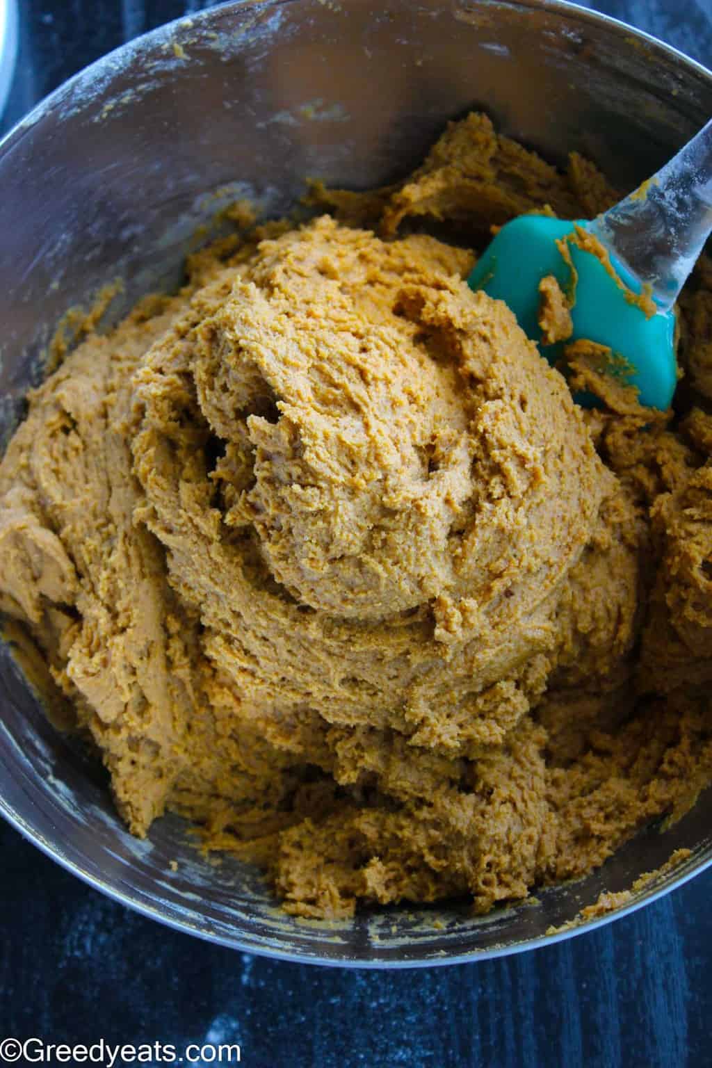 Soft and chewy molasses cookie dough made with ginger, cinnamon, all spice and cloves spices.