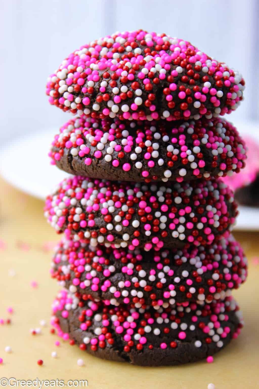 Soft and chewy Chocolate Cookies dressed up as Valentines Day Cookies. This one is a super soft chocolate cookie recipe!