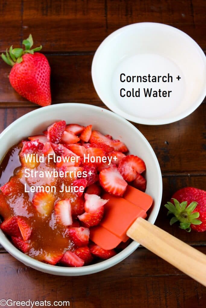 Homemade strawberry filling in a microwave safe bowl.