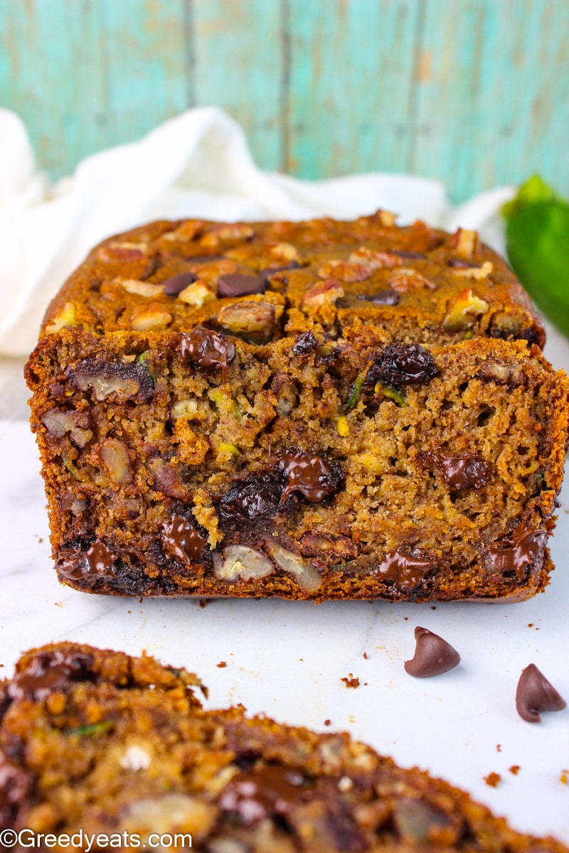 Made with good for you ingredients, freshly baked Healthy Banana Zucchini Bread.