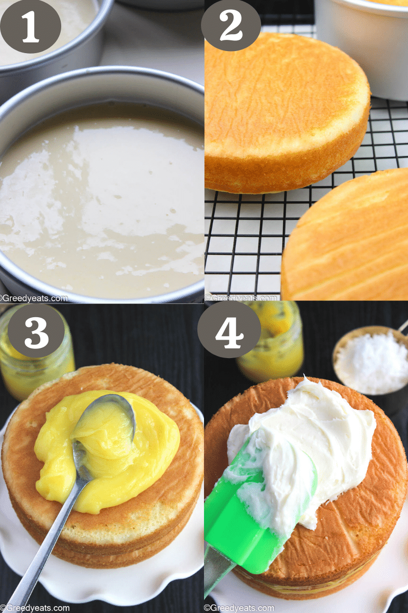 Process of how to assemble Coconut Cake, a spring favorite desserts!