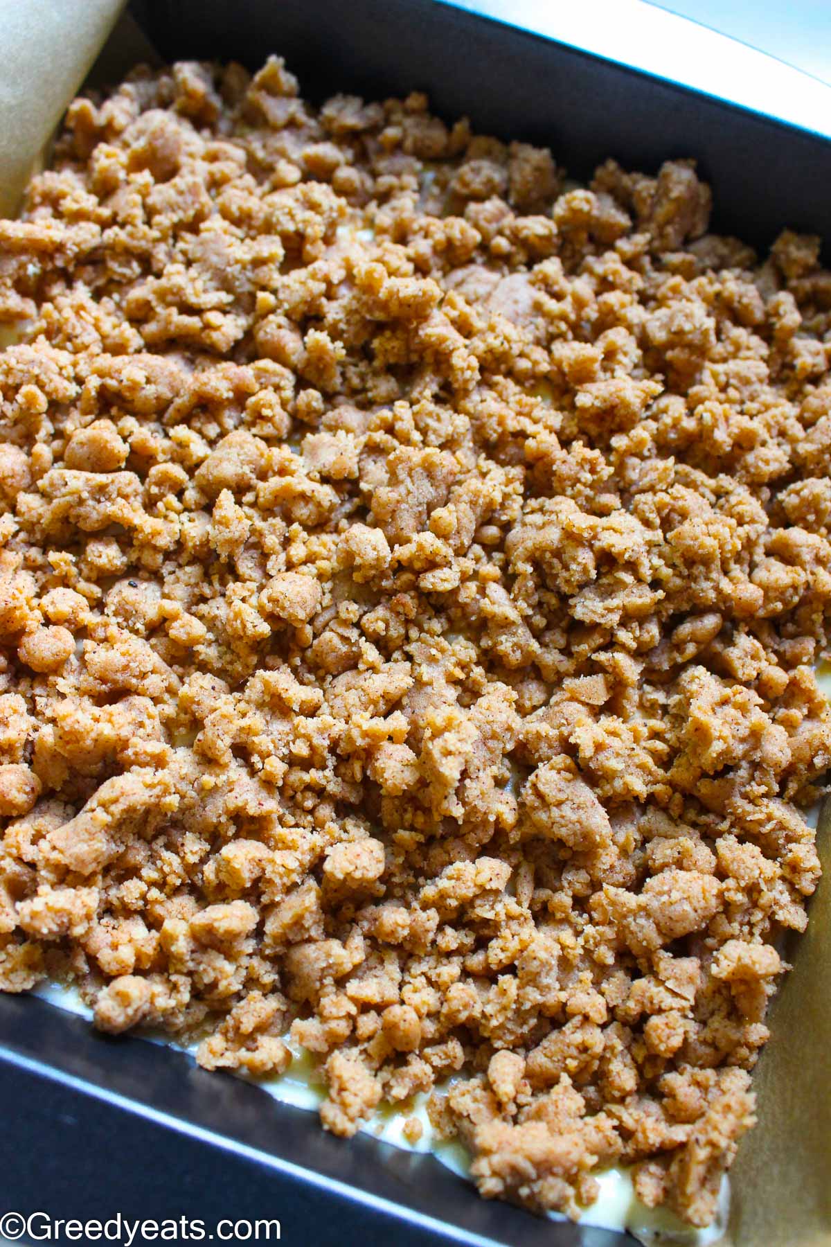 Homemade soft, thick and crumbly streusel topping for coffee cake.