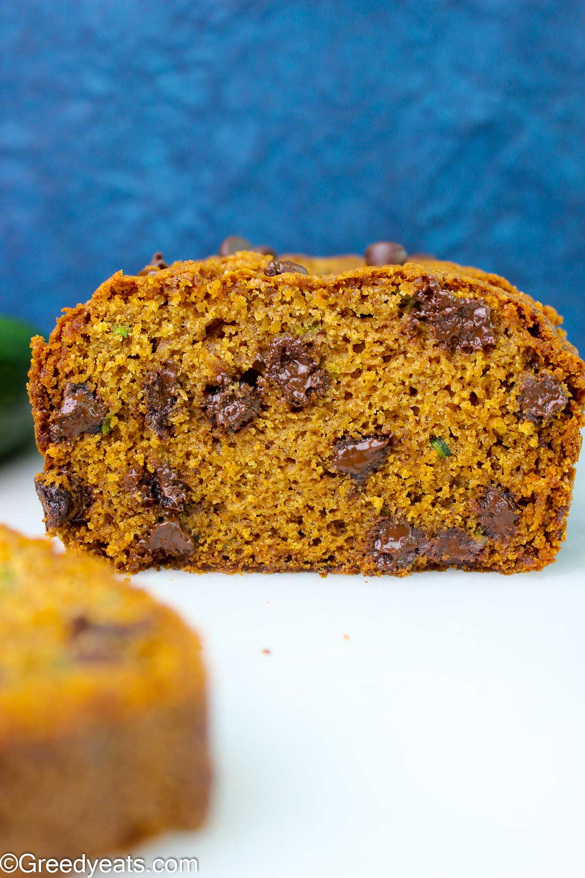 Easy Zucchini Bread made with brown sugar, spices and dotted with chocolate chips.