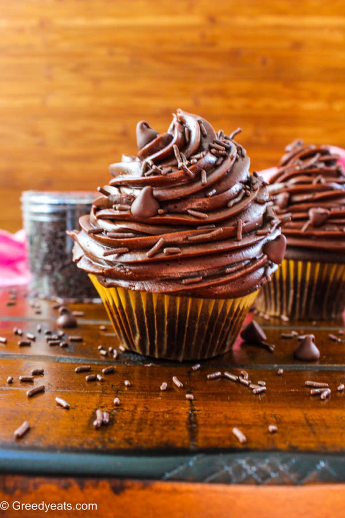 Moist and decadent Chocolate Cupcakes with Creamy Chocolate Frosting.