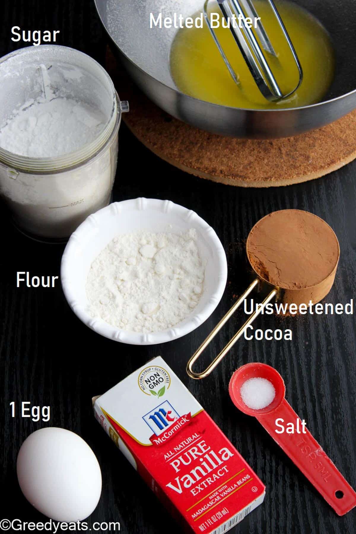 Ingredients to make brownies recipe.
