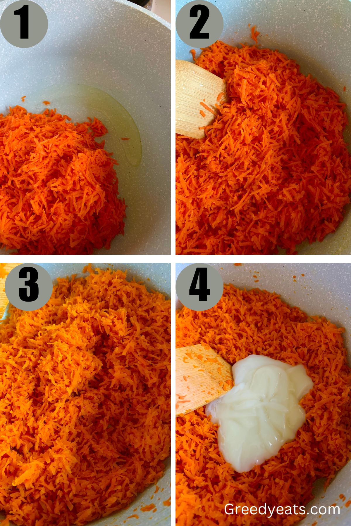 Step by step instructions on how to make carrot halwa.