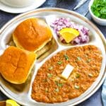 Homemade Pav Bhaji Recipe made with a variety of veggies flavored with pav bhaji masala.