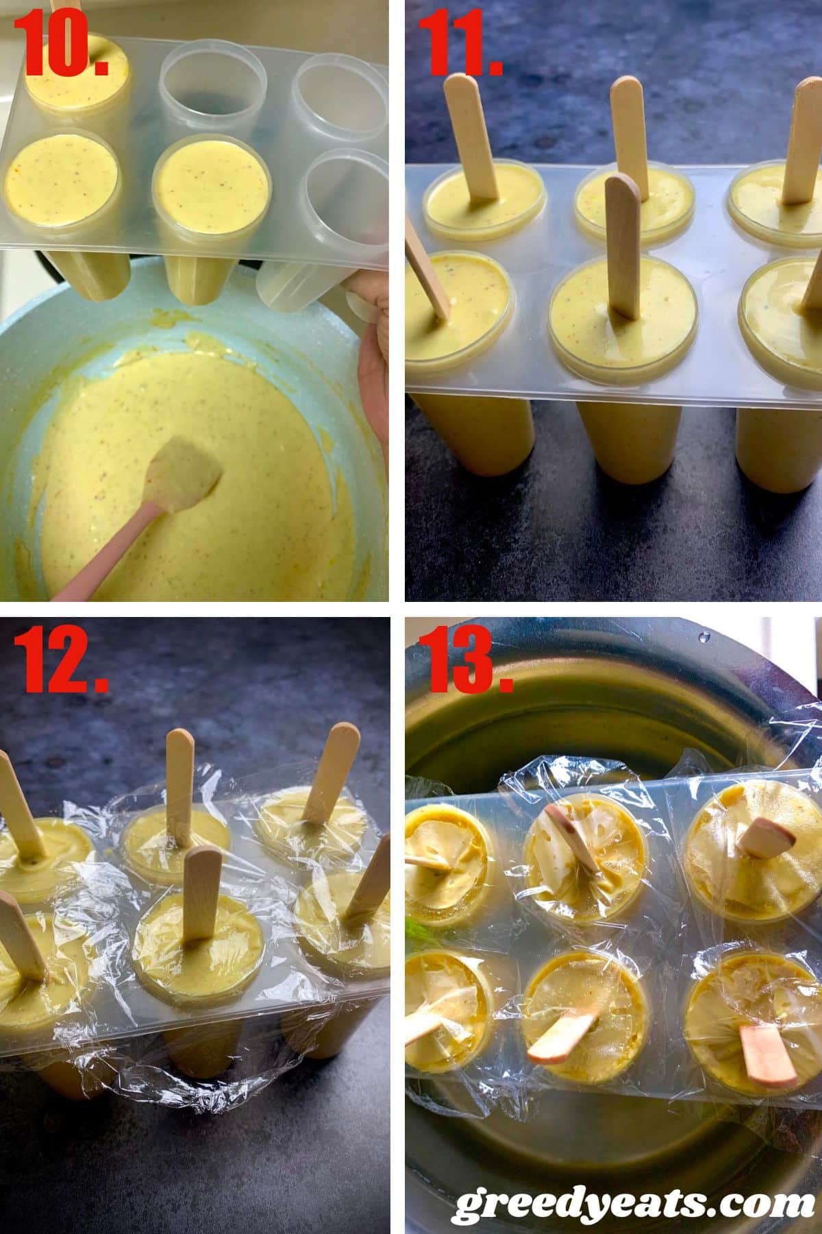 Setting kulfi in plastic molds then dipping the mold in water to take the popsicle out.