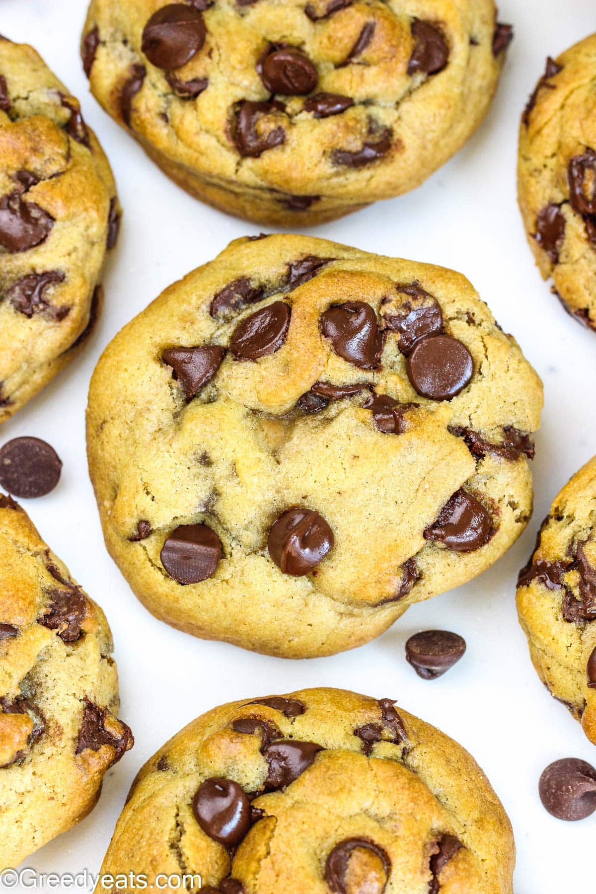 Best Chocolate Chip Cookies that bake, thick, soft yet chewy and gooey in the centers.