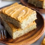 Easy and Soft Banana bars topped with caramel frosting.