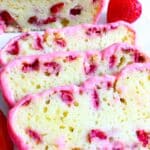 Easy Strawberry Bread Recipe glazed with a quick strawberry glaze.