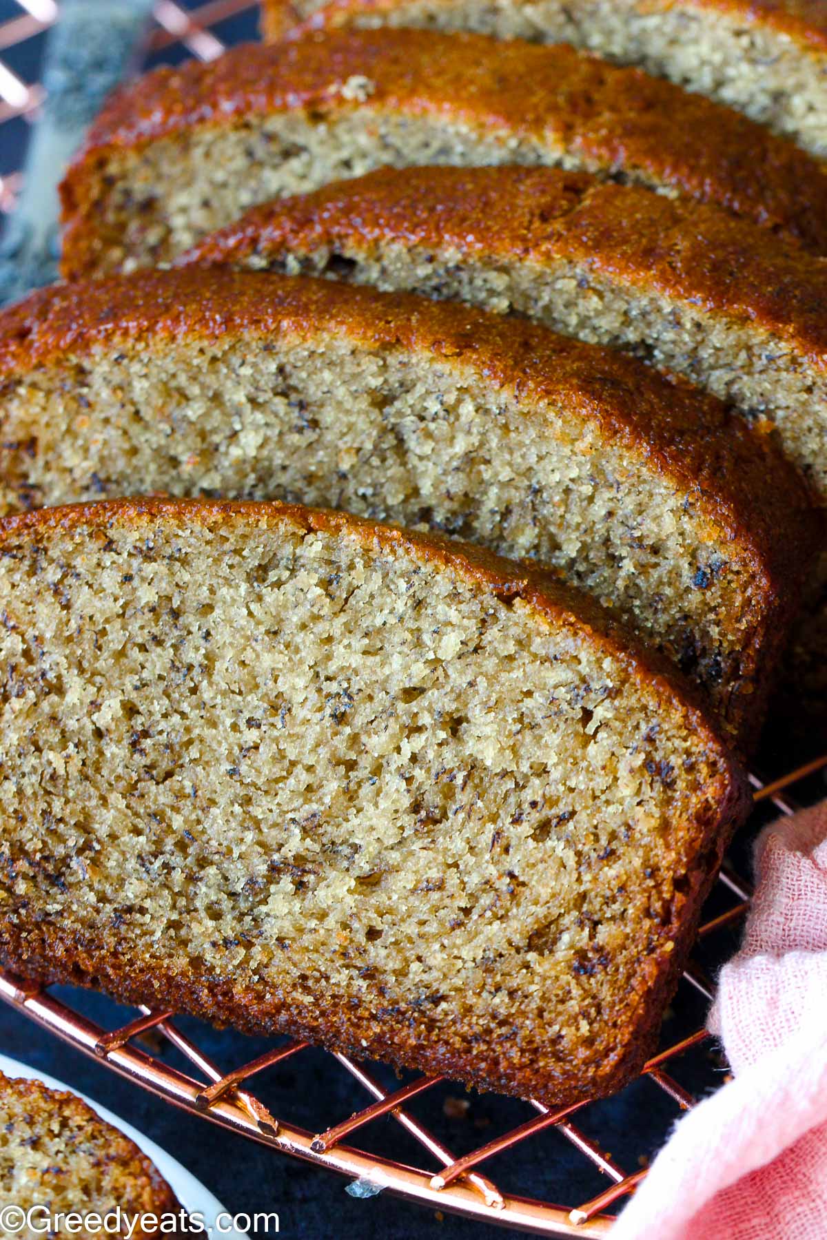 Homemade, moist and soft Banana Bread Recipe made with pantry staple ingredients.