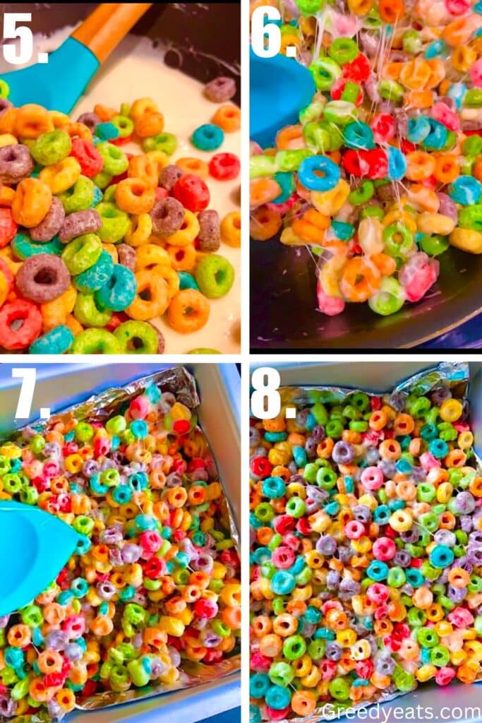 step by step process on how to make and set cereal bars.