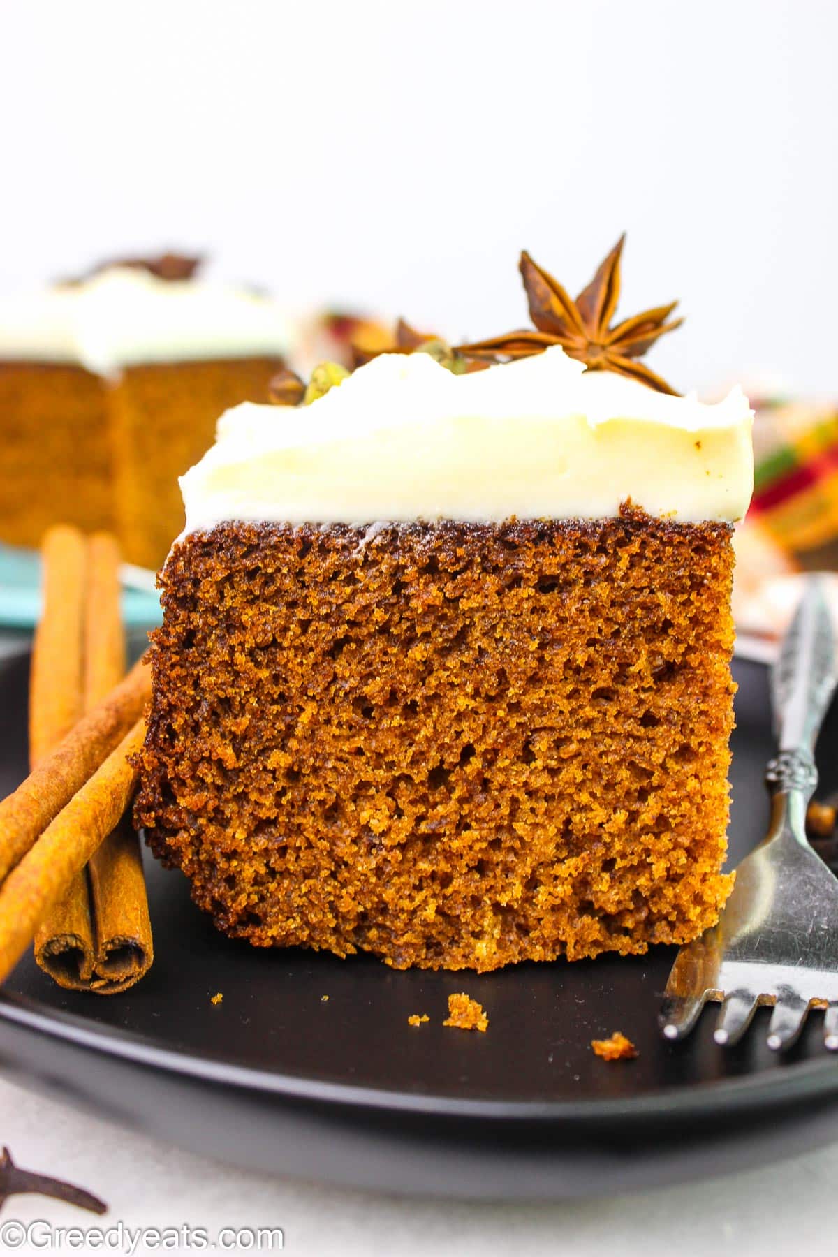 Easy Spice Cake Recipe made in one bowl with simple ingredients and no fancy techniques. It is then topped with sweet and tangy frosting.