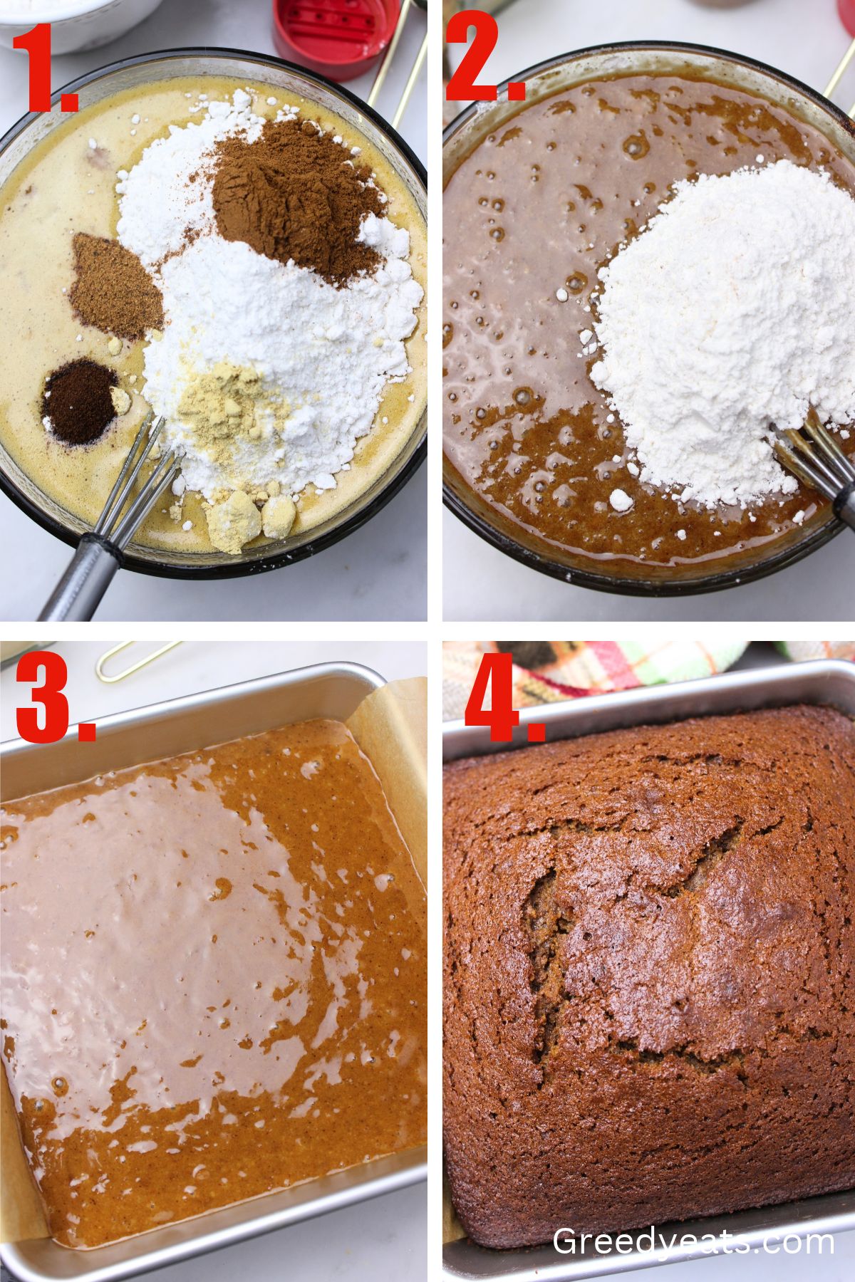 Step by step instructions on how to make spice cake batter.